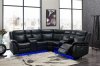 UM02 Power Motion Sectional Sofa in Black Leather Gel by Global