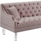 Roxy Sofa 635 in Pink Velvet Fabric by Meridian w/Options