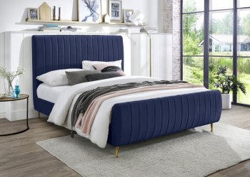 Zara Bed in Navy Velvet by Meridian w/Options [MRB-Zara Navy]