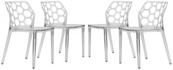 Dynamic Set of 4 Dining Chairs DC19CL in Clear by LeisureMod [LMDC-DC19CL-Dynamic Clear]