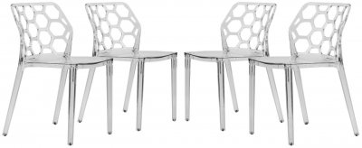 Dynamic Set of 4 Dining Chairs DC19CL in Clear by LeisureMod