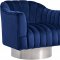 Farrah Accent Chair 519 in Navy Velvet Fabric by Meridian