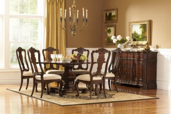 Rich Brown Finish Classic Pedestal Dining Table w/Optional Items [HEDS-1405-72]