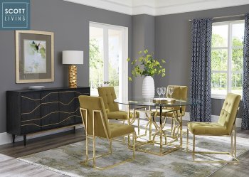 Starlight 5Pc Dining Set 192641 in Brass by Coaster [CRDS-192641-Starlight Mustard]