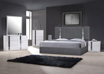 Matissee Bedroom Charcoal J&M w/Optional Palermo White Casegoods [JMBS-Matissee Charcoal Palermo W]