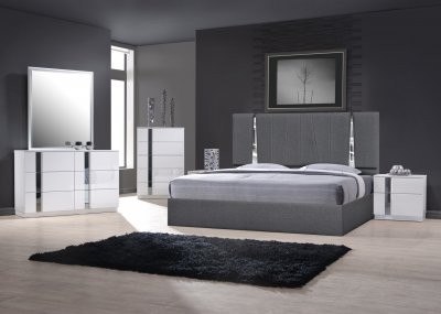 Matissee Bedroom Charcoal J&M w/Optional Palermo White Casegoods