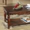 Rich Walnut Finish Traditional 3Pc Coffee Table w/Cocktail Shelf