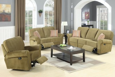 Olive or Tan Velvet Chenille Reclining Livng Room Sofa w/Options