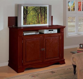 Cherry Finish Contemporary Tv Lifting Tv Stand