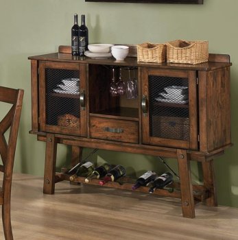 103995 Lawson Server in Rustic Oak Finish by Coaster w/Wine Rack [CRBU-103995 Lawson]