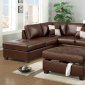 Walnut Bonded Leather Modern Sectional Sofa w/Optional Ottoman