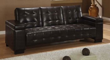 Dark Brown Vinyl Sofa Bed w/Pull Down Table [CRSB-230-300145]