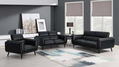 Shania Sofa 509921 in Black Leatherette by Coaster w/Options