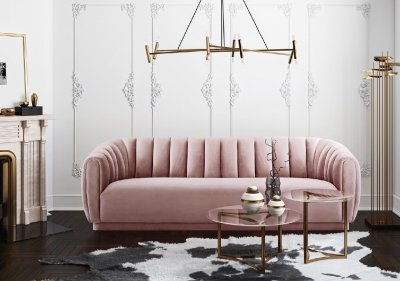 Arno Sofa TOV-S168 in Blush Mauve Velvet Fabric by TOV Furniture