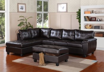 G905B Sectional Sofa w/Ottoman Cappuccino Leatherette by Glory [GYSS-G905B Cappuccino]