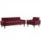 Delve Sofa in Maroon Velvet Fabric by Modway w/Options