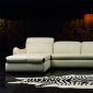 Cream Italian Leather Modern Sectional Sofa & Chair Set