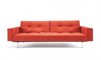 Splitback Eik Sofa Bed w/Arms in Burnt Orange by Innovation [INSB-Eik-Arms-Steel-524 Orange]