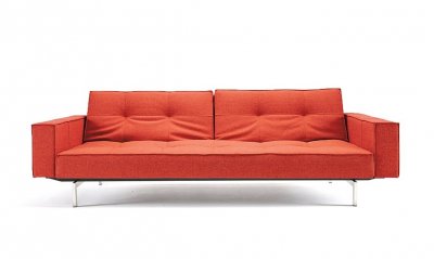 Splitback Eik Sofa Bed w/Arms in Burnt Orange by Innovation