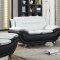 1071 Sofa in White & Black Faux Leather w/Options