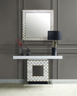 Nasa Console Table & Mirror Set 90500 in Mirrored & Pearl - Acme