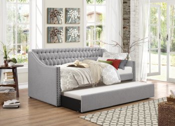 Tulney 4966 Daybed in Grey Fabric by Homelegance w/Trundle [HEKB-4966 Tulney]