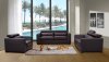 Chocolate Leather Modern Sofa & Loveseat Set w/Optional Chair