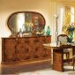 Walnut Lacquer Finish Royal Classic Dining Room W/Floral Inlaids