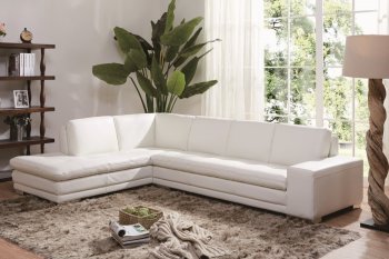 Block Sectional Sofa in White Leather by Beverly Hills [BHSS-Block White]