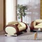 Beige & Dark Brown Leather 3Pc Modern Living Room Set