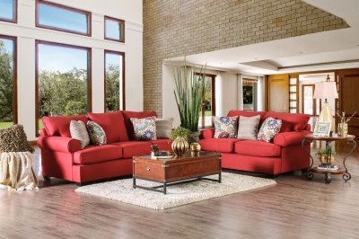 Rena Sofa SM1277 in Red Premium Fabric w/Options