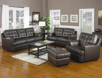 Rich Chocolate Bonded Leather Match Modern Sofa & Loveseat Set [CRS-502681-Hugo]