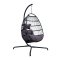 Folding Wicker Egg Swing Chair ESCF43CH in Grey by LeisureMod