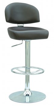 Brown & Chrome Set of 2 Swivel Barstools w/Metal Footrest [CYBA-0362-BS-BROWN]