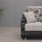 Fabric & Dark Vinyl Two-Tone Modern Sofa Bed w/Options