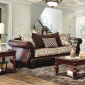 Alessio Sofa SM6406 in Chenille Fabric & Faux Leather w/Options