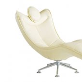 Beige Color Leather Upholstery Swivel Chaise Lounge