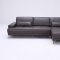 Grey Full Leather Modern Sectional Sofa w/Adjustable Back Rests