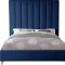 Via Upholstered Bed in Navy Velvet Fabric by Meridian