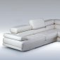 Snow White Full Top Grain Italian Leather Modern Sectional Sofa