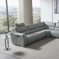 2144 Sectional Sofa in Gray Leather by ESF w/Recliner