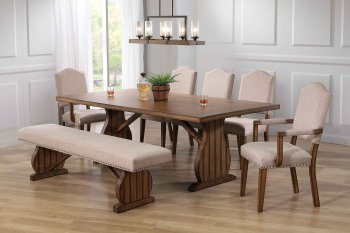 Maurice Dining Set 7Pc 62470 in Antique Oak by Acme w/Options [AMDS-62470 Maurice]