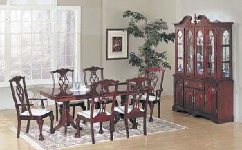 Dark Cherry Finish Double Pedestal Dining Set [AMDS-02444-Chippendale]