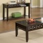 Dark Espresso 3Pc Contemporary Table Set w/Drawers & Glass Inlay