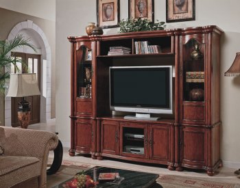 Rich Brown Massive Wall Unit w/Glass Door Piers [CRTV-380-700271]