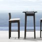 Black Weave Modern 3pc Outdoor Bar Set w/Clear Glass Top Table