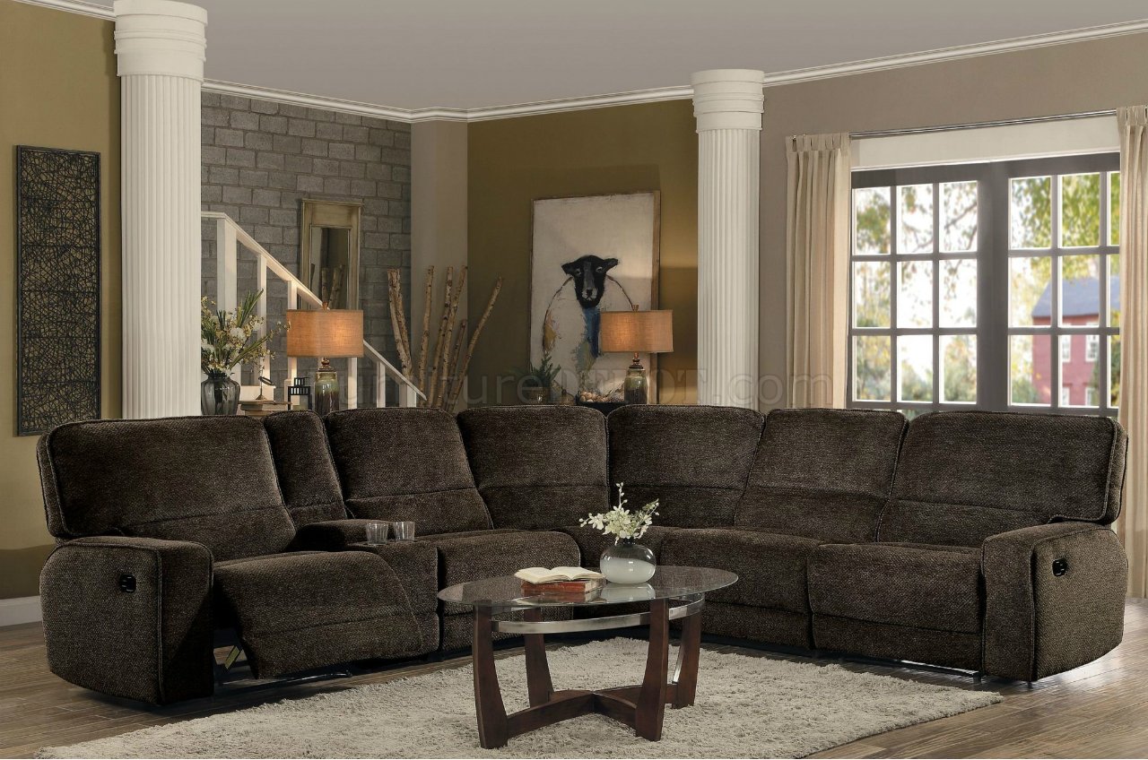 Shreveport Reclining Sectional Sofa 8238 in Brown Homelegance - Click Image to Close