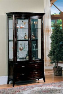 Black Classic Display Curio w/Two Lower Ample Drawers