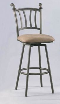 Bronze Finish Traditional Set of 2 Barstools w/Taupe Fabric Seat [CYBA-0227-BS]