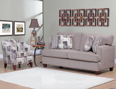 Beige Fabric Modern Sofa & Accent Chair Set w/Options